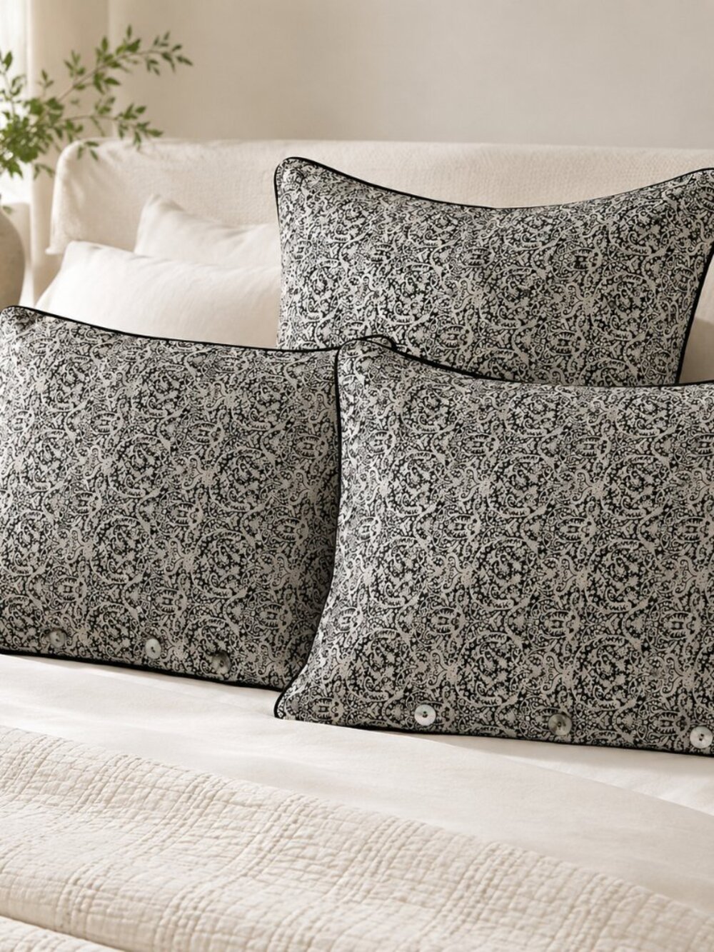Arhaus Palampore Linen Blend Pillow Shams Set of 3 Standard Euro